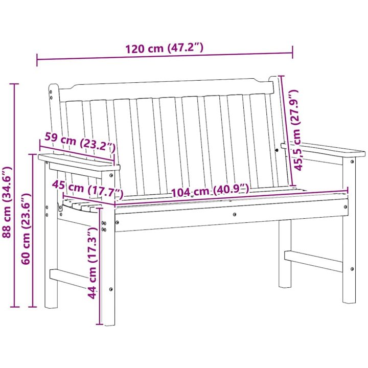 Trädgårdsbänk Svart HDPE vidaXL 120 cm – bild 12