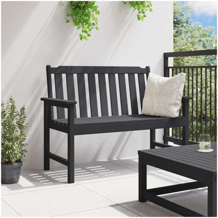 Trädgårdsbänk Svart HDPE vidaXL 120 cm – bild 4