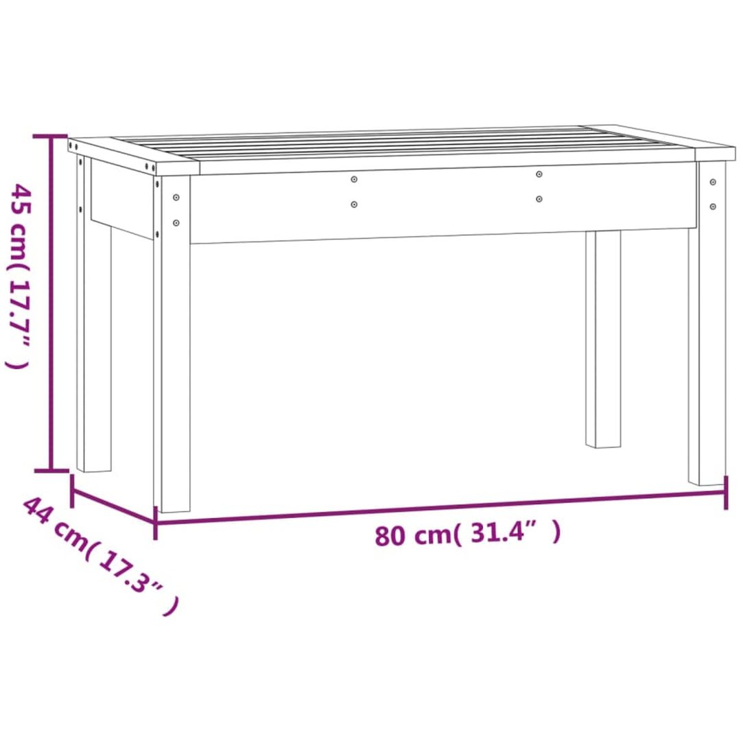 Trädgårdsbänk svart massiv furu vidaXL 80 x 44 x 45 cm – bild 8