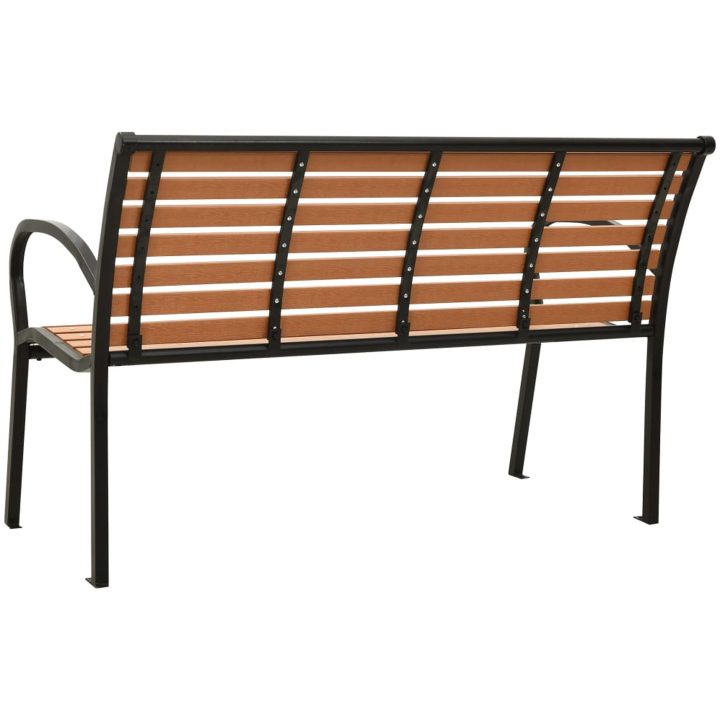 Trädgårdsbänk svart och brun 116 cm stål och WPC vidaXL – bild 4