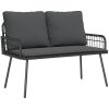 Trädgårdsbänk Svart Poly Rattan vidaXL 114 x 64 x 78 cm – miniatyr 2