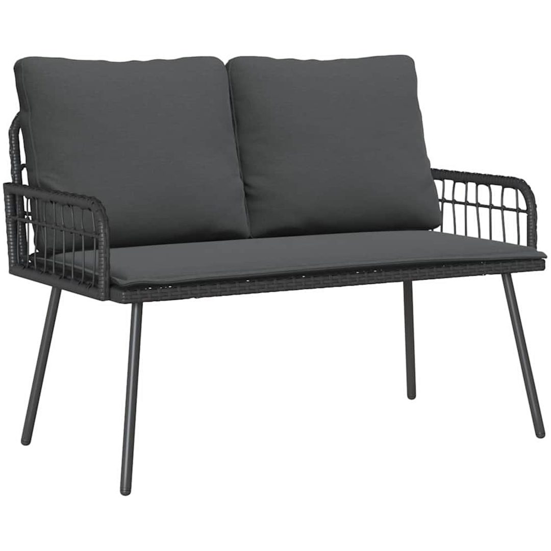 Trädgårdsbänk Svart Poly Rattan vidaXL 114 x 64 x 78 cm – bild 2