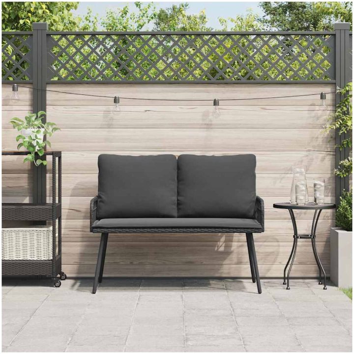 Trädgårdsbänk Svart Poly Rattan vidaXL 114 x 64 x 78 cm – bild 3