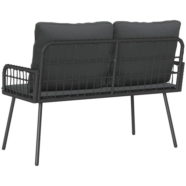 Trädgårdsbänk Svart Poly Rattan vidaXL 114 x 64 x 78 cm – bild 4