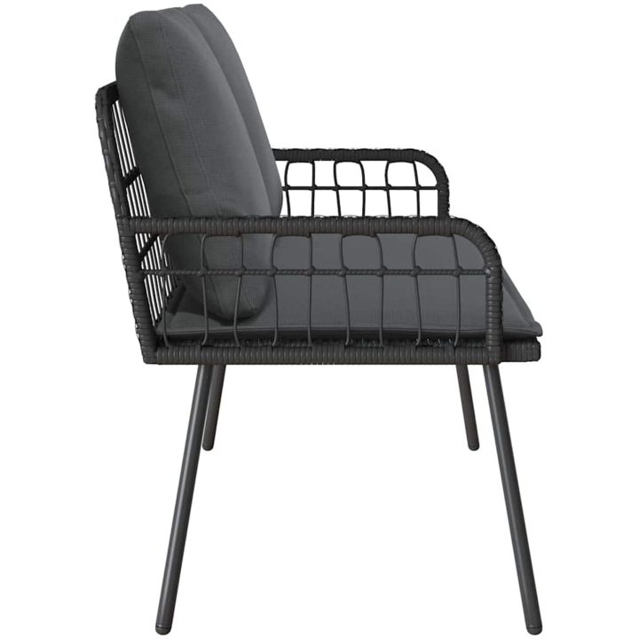 Trädgårdsbänk Svart Poly Rattan vidaXL 114 x 64 x 78 cm – bild 6