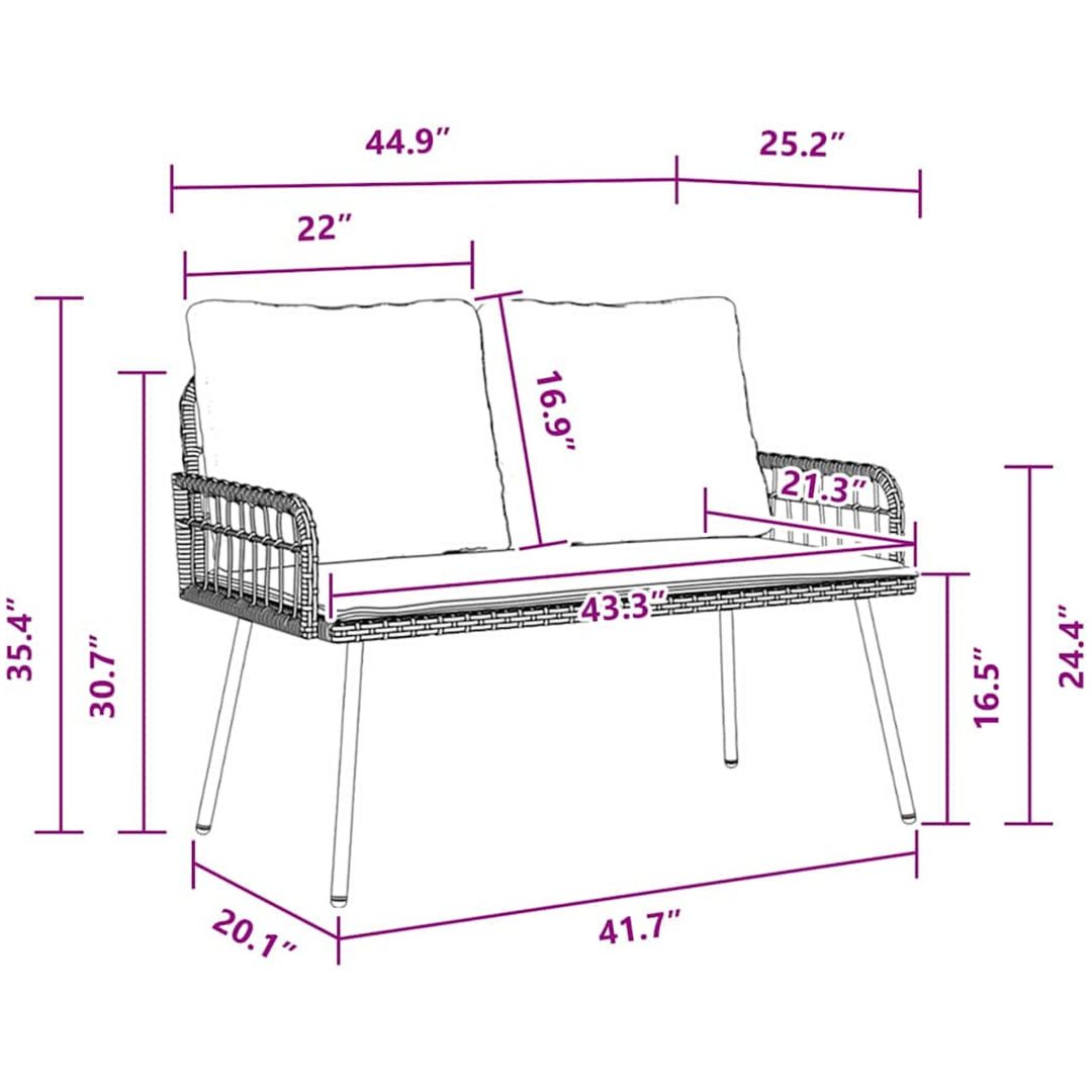 Trädgårdsbänk Svart Poly Rattan vidaXL 114 x 64 x 78 cm – bild 9