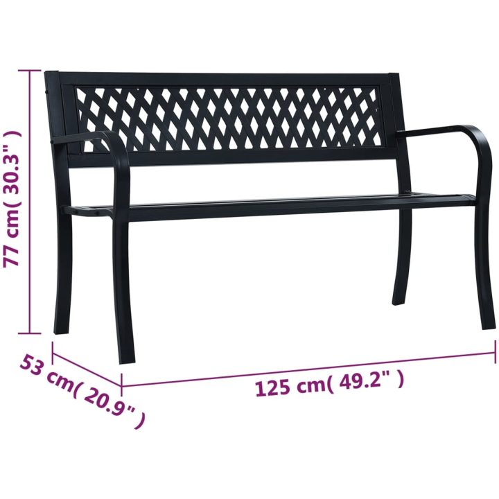 Trädgårdsbänk svart stål vidaXL 125 cm – bild 8