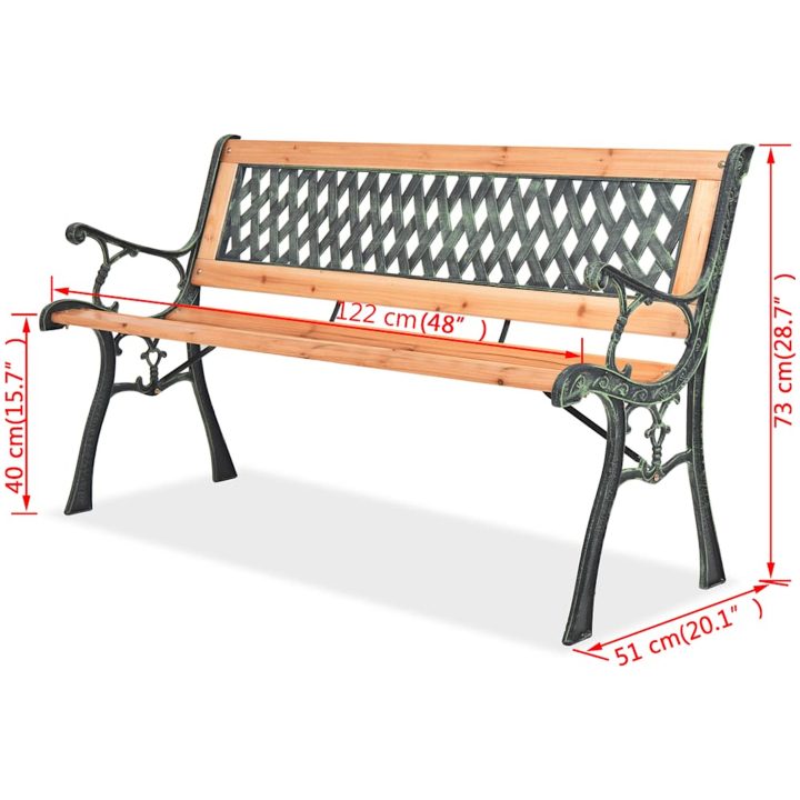 Trädgårdsbänk trä vidaXL 122 cm – bild 7