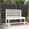 Trädgårdsbänk vit 109 cm massiv furu vidaXL 109 x 48 x 91.5 cm – miniatyr 1