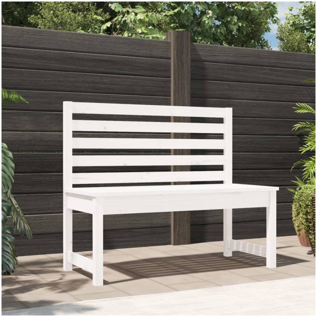 Trädgårdsbänk vit 109 cm massiv furu vidaXL 109 x 48 x 91.5 cm