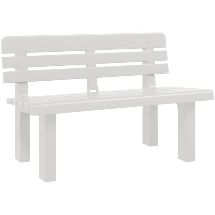 Trädgårdsbänk vit 110x52x71 cm polypropen vidaXL – bild 2