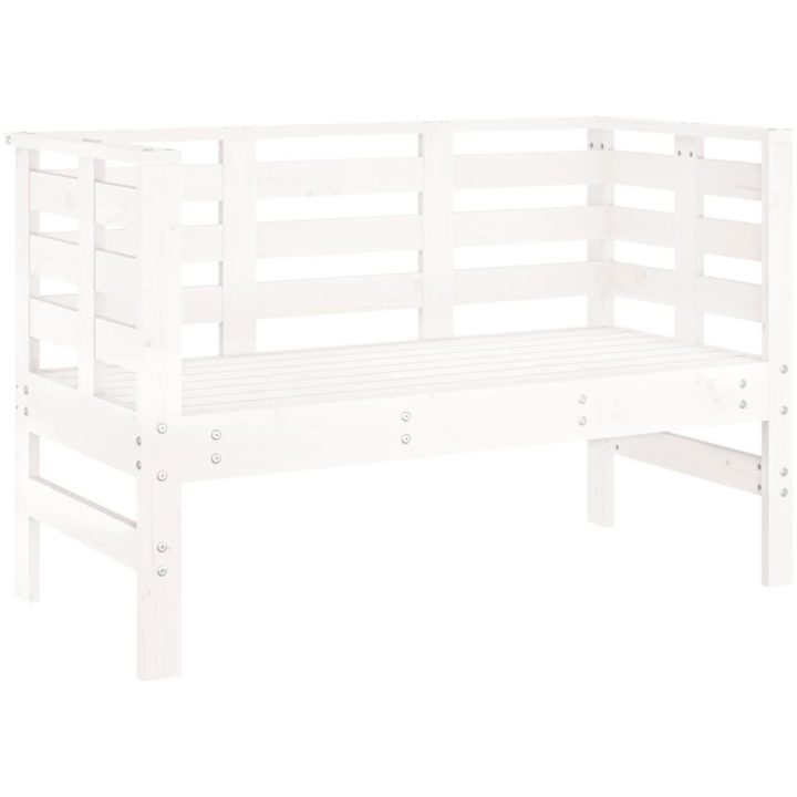 Trädgårdsbänk vit 111,5x53x71 cm massiv furu vidaXL – bild 2