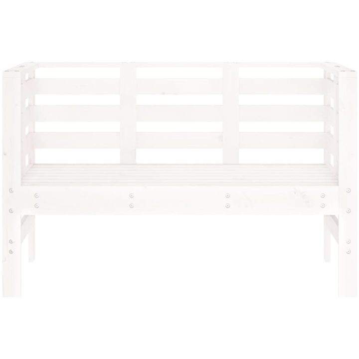 Trädgårdsbänk vit 111,5x53x71 cm massiv furu vidaXL – bild 4
