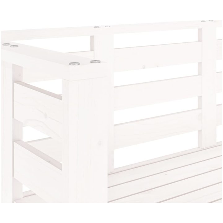 Trädgårdsbänk vit 111,5x53x71 cm massiv furu vidaXL – bild 7