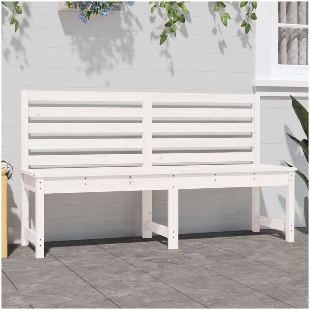 Trädgårdsbänk vit 157,5 cm massiv furu vidaXL 157.5 x 48 x 91.5 cm – bild 3
