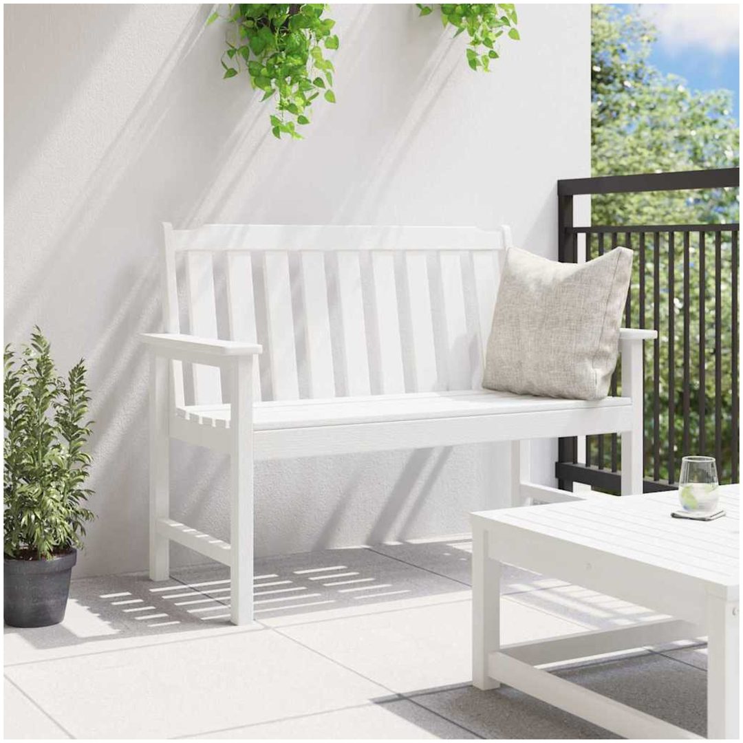 Trädgårdsbänk Vit HDPE vidaXL 120 cm – bild 4