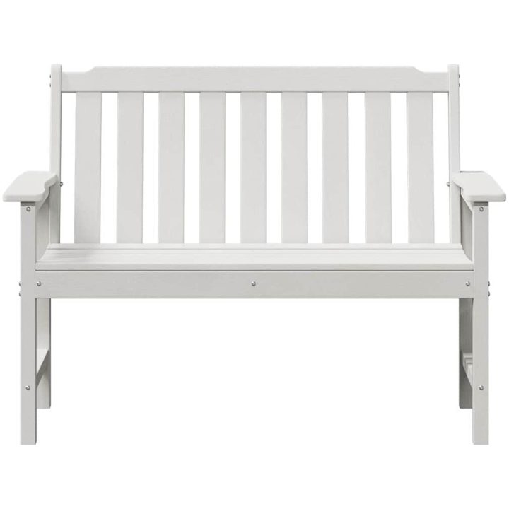 Trädgårdsbänk Vit HDPE vidaXL 120 cm – bild 5