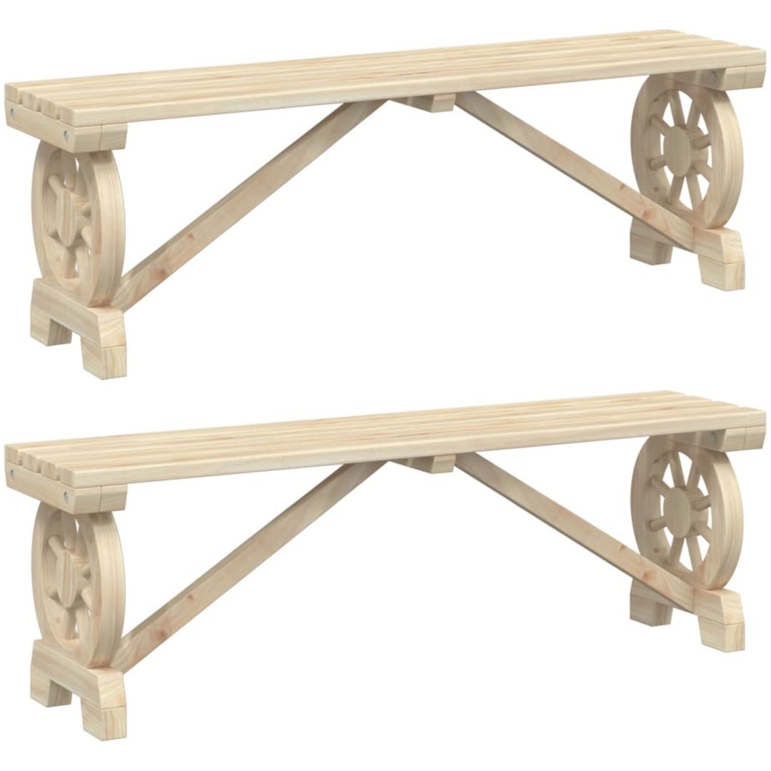 Trädgårdsbänkar 2 st massivt granträ vidaXL 115 x 28 x 39,5 cm – bild 2