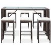 Trädgårdsbar med dynor 7 delar konstrotting brun vidaXL – miniatyr 2