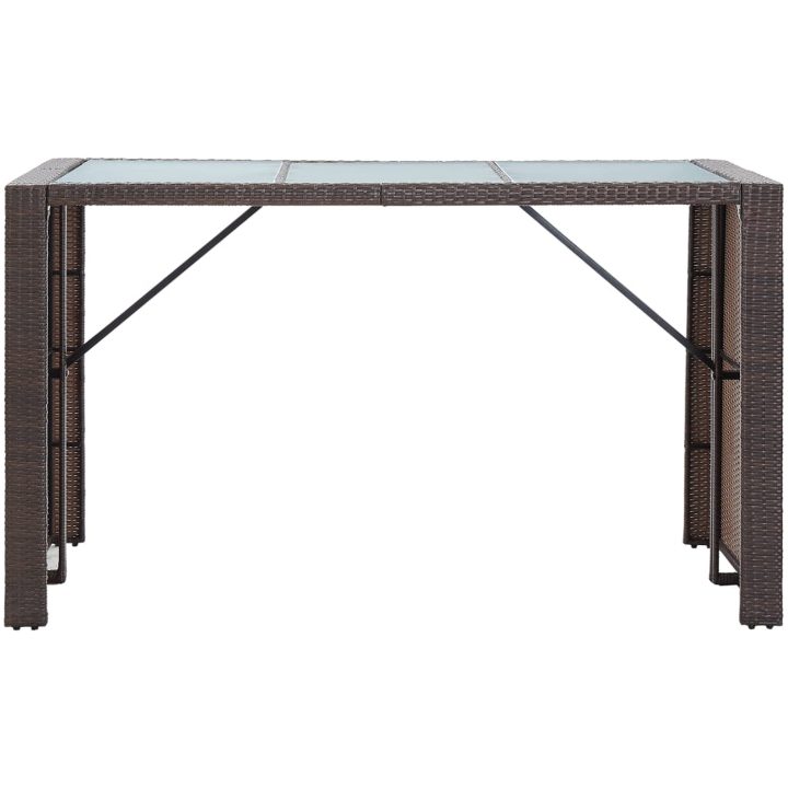 Trädgårdsbar med dynor 7 delar konstrotting brun vidaXL – bild 4