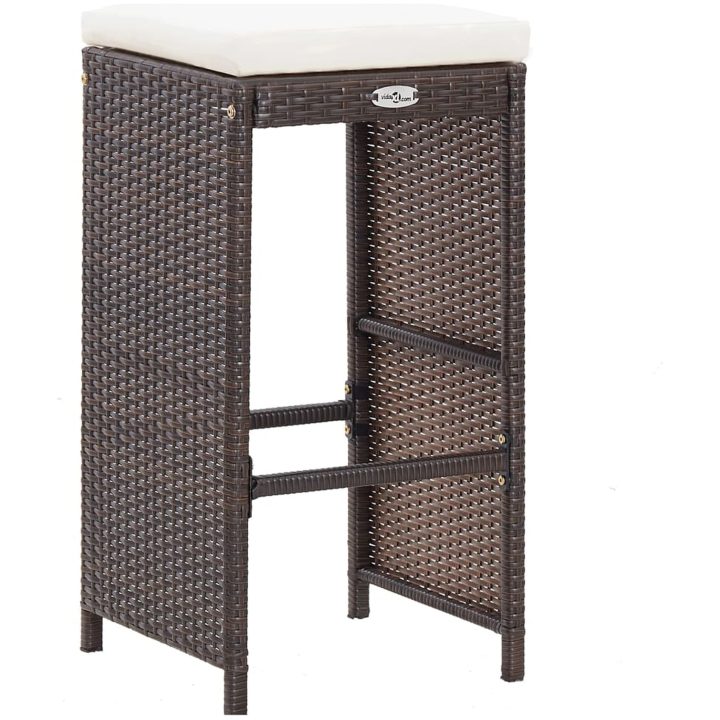 Trädgårdsbar med dynor 7 delar konstrotting brun vidaXL – bild 6