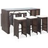 Trädgårdsbar med dynor 7 delar konstrotting brun vidaXL – miniatyr 1