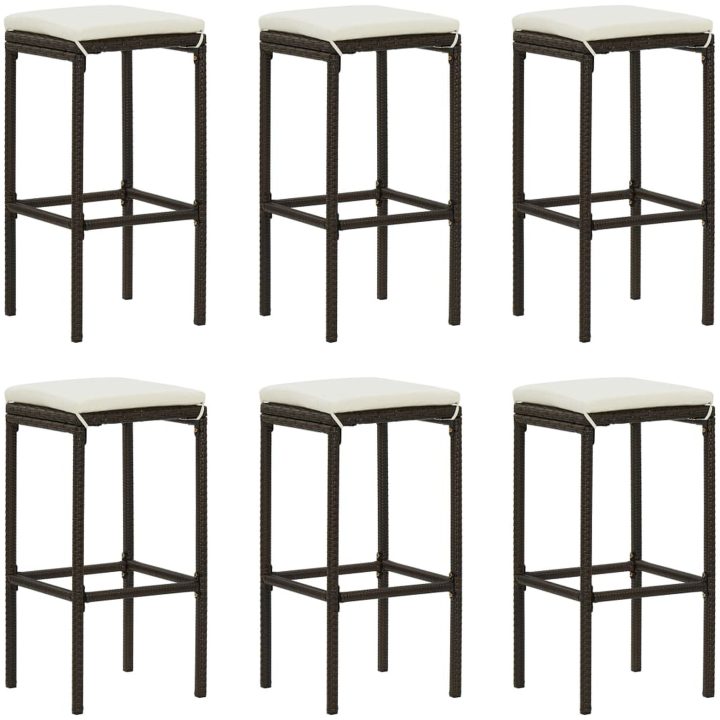 Trädgårdsbar med dynor 8 delar konstrotting brun vidaXL – bild 7