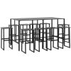 Trädgårdsbar set 11 delar svart pulverlackerat stål vidaXL 200 x 99 x 110 cm – miniatyr 2