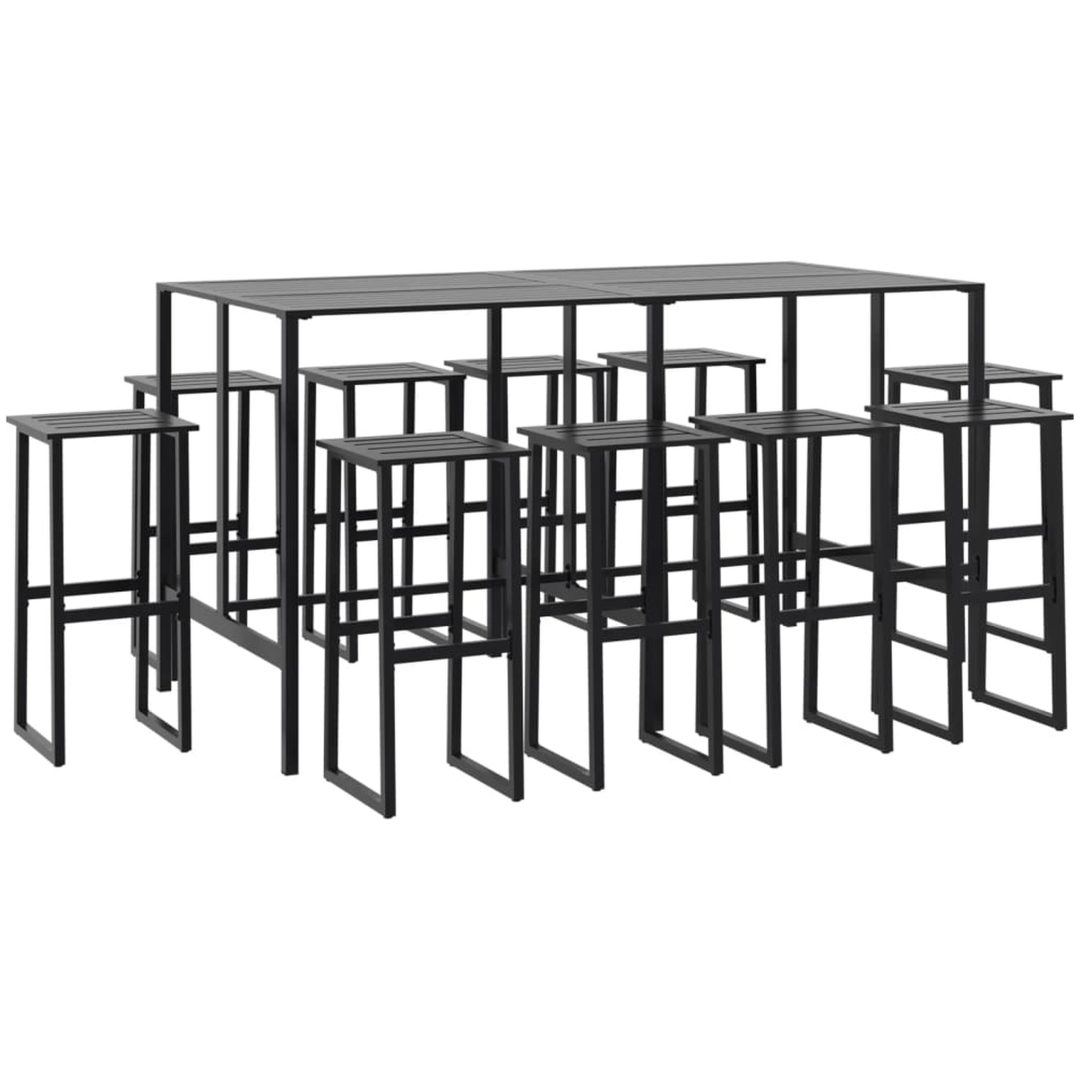 Trädgårdsbar set 11 delar svart pulverlackerat stål vidaXL 200 x 99 x 110 cm – bild 2
