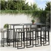 Trädgårdsbar set 11 delar svart pulverlackerat stål vidaXL 200 x 99 x 110 cm – miniatyr 1