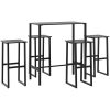 Trädgårdsbar set 5 delar svart pulverlackerat stål vidaXL 100 x 50 x 110 cm – miniatyr 2
