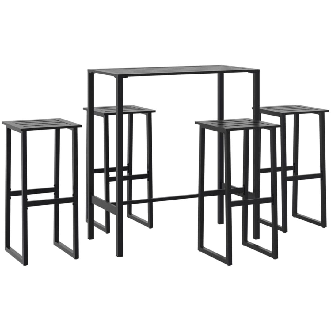 Trädgårdsbar set 5 delar svart pulverlackerat stål vidaXL 100 x 50 x 110 cm – bild 2