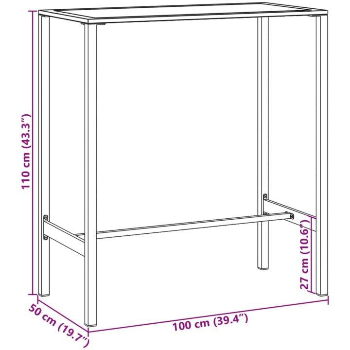 Trädgårdsbar set 5 delar svart pulverlackerat stål vidaXL 100 x 50 x 110 cm – bild 12