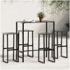 Trädgårdsbar set 5 delar svart pulverlackerat stål vidaXL 100 x 50 x 110 cm – miniatyr 1