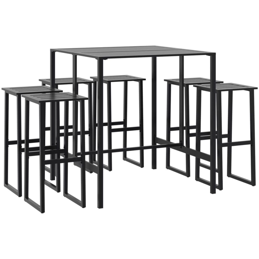 Trädgårdsbar set 7 delar svart pulverlackerat stål vidaXL 100 x 100 x 110 cm – bild 2