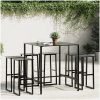 Trädgårdsbar set 7 delar svart pulverlackerat stål vidaXL 100 x 100 x 110 cm – miniatyr 1