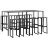 Trädgårdsbar set 9 delar svart pulverlackerat stål vidaXL 200 x 99 x 110 cm – miniatyr 2
