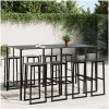 Trädgårdsbar set 9 delar svart pulverlackerat stål vidaXL 200 x 99 x 110 cm – miniatyr 1