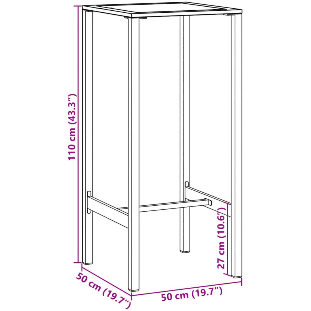 Trädgårdsbar set svart pulverlackerat stål vidaXL 50 x 50 x 110 cm – bild 12
