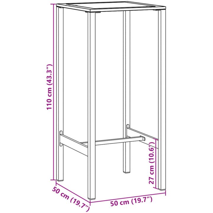Trädgårdsbar set svart pulverlackerat stål vidaXL 50 x 50 x 110 cm – bild 12