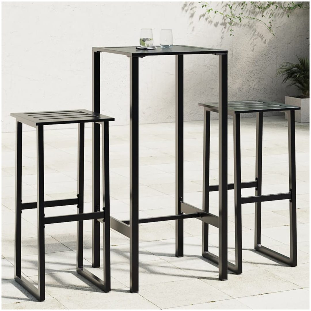 Trädgårdsbar set svart pulverlackerat stål vidaXL 50 x 50 x 110 cm