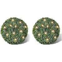 Trädgårdsbelysning Buxbomboll 35cm Solcell 2-pack vidaXL