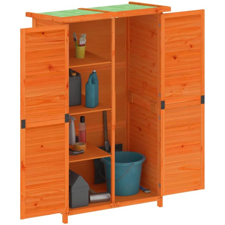 Trädgårdsbod brun 83x57x140 cm massiv furu vidaXL – bild 3