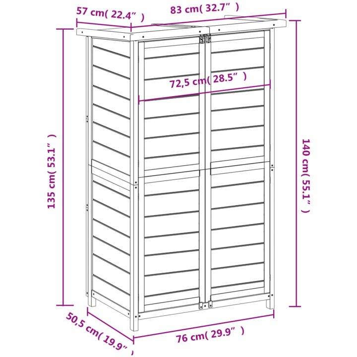 Trädgårdsbod brun 83x57x140 cm massiv furu vidaXL – bild 8