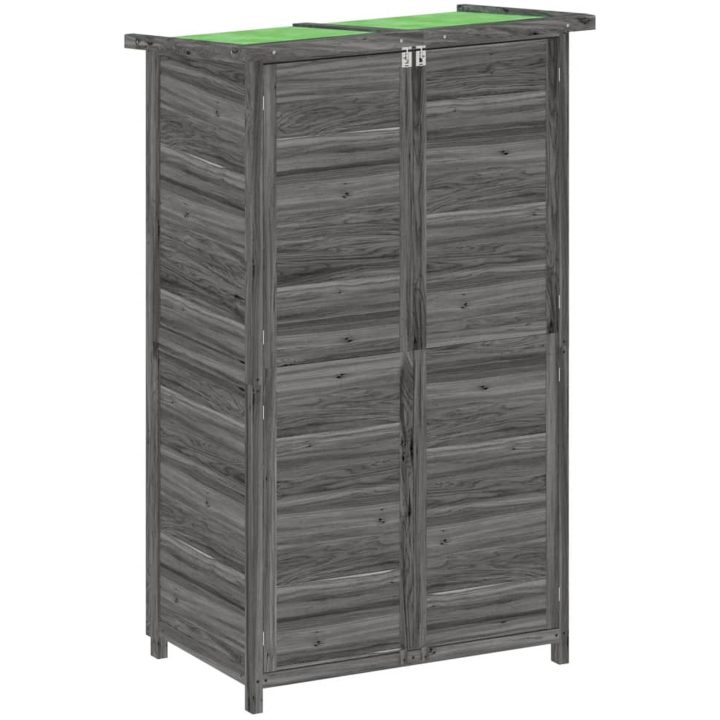 Trädgårdsbod grå 83x57x140 cm massiv furu vidaXL – bild 2