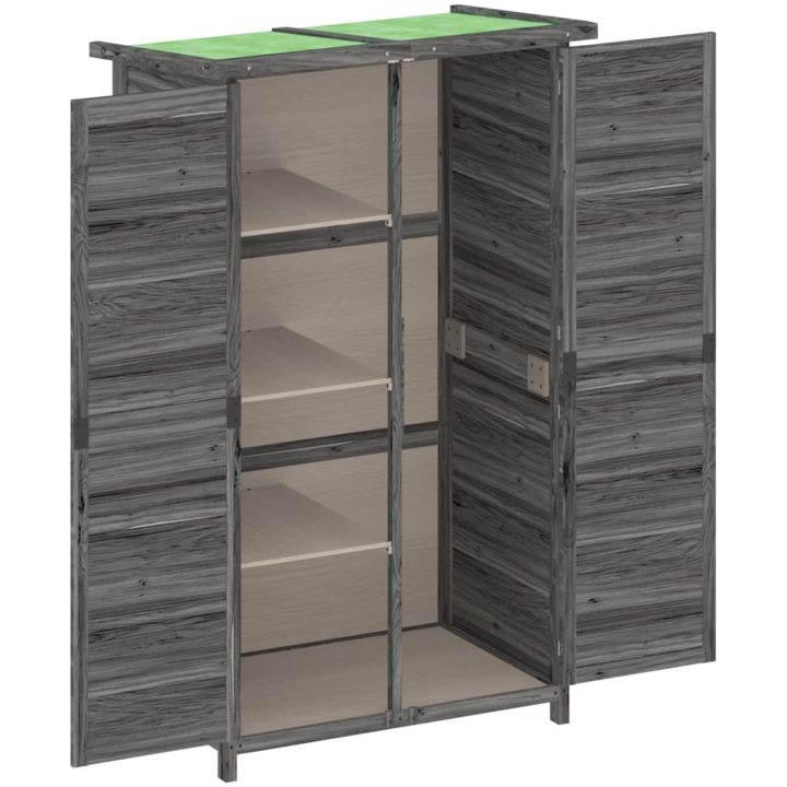 Trädgårdsbod grå 83x57x140 cm massiv furu vidaXL – bild 5