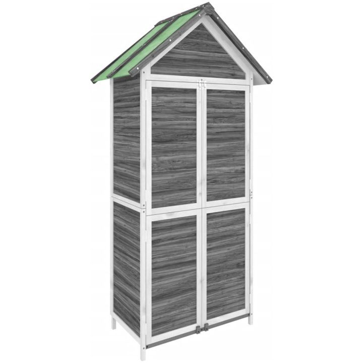 Trädgårdsbod grå 89x52,5x175 cm massiv furu vidaXL – bild 2