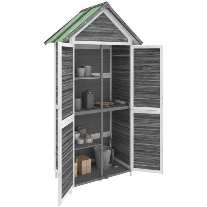 Trädgårdsbod grå 89x52,5x175 cm massiv furu vidaXL – bild 3