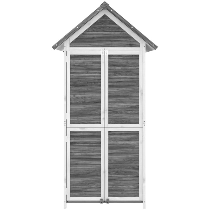 Trädgårdsbod grå 89x52,5x175 cm massiv furu vidaXL – bild 4