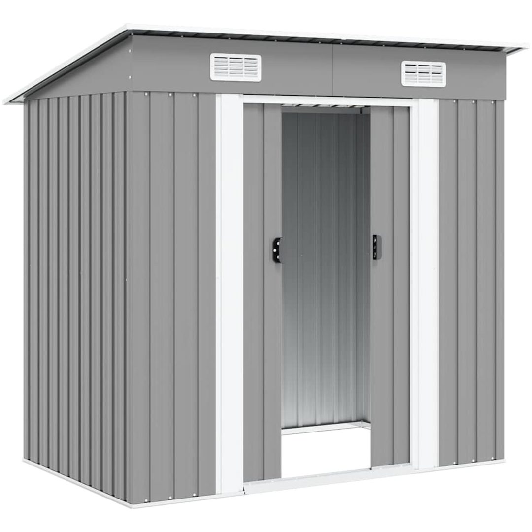 Trädgårdsbod grå metall vidaXL – bild 4